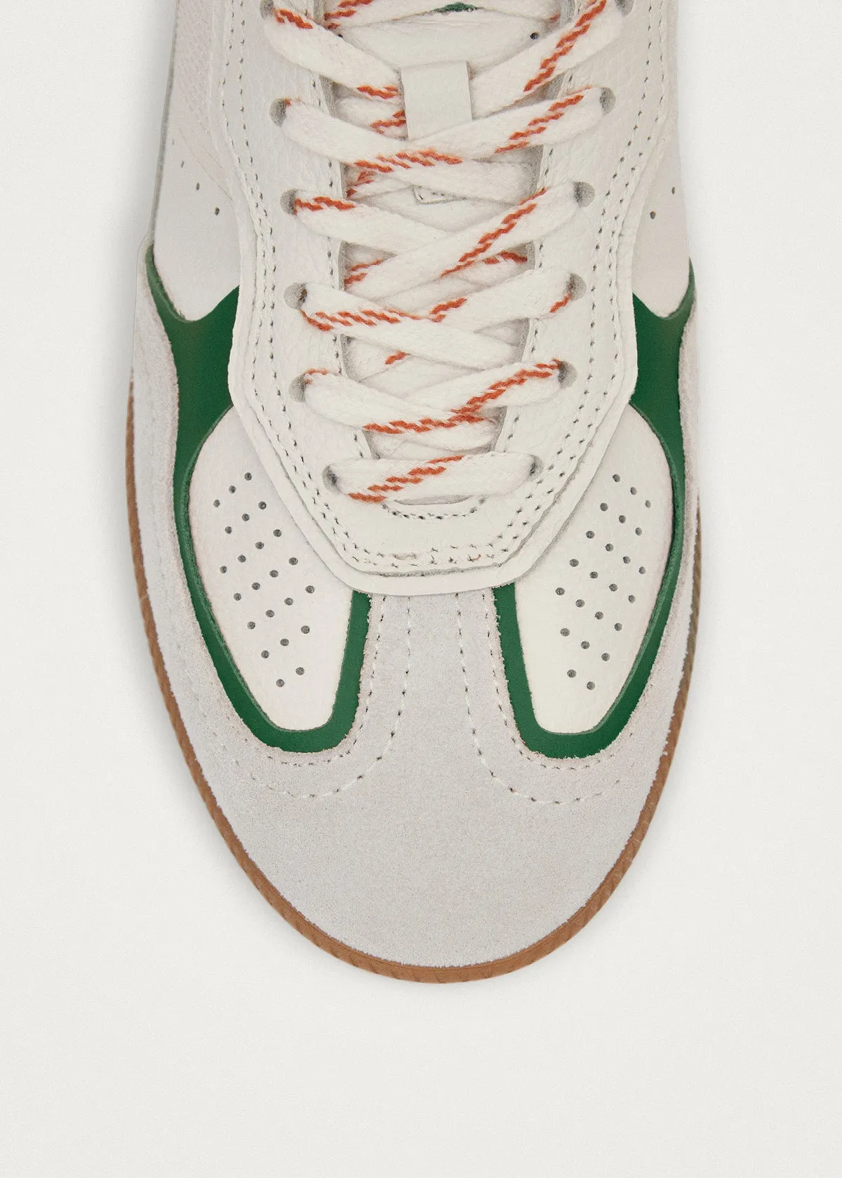 Tb.490 Rife Grain White Grass Green Leather Sneakers