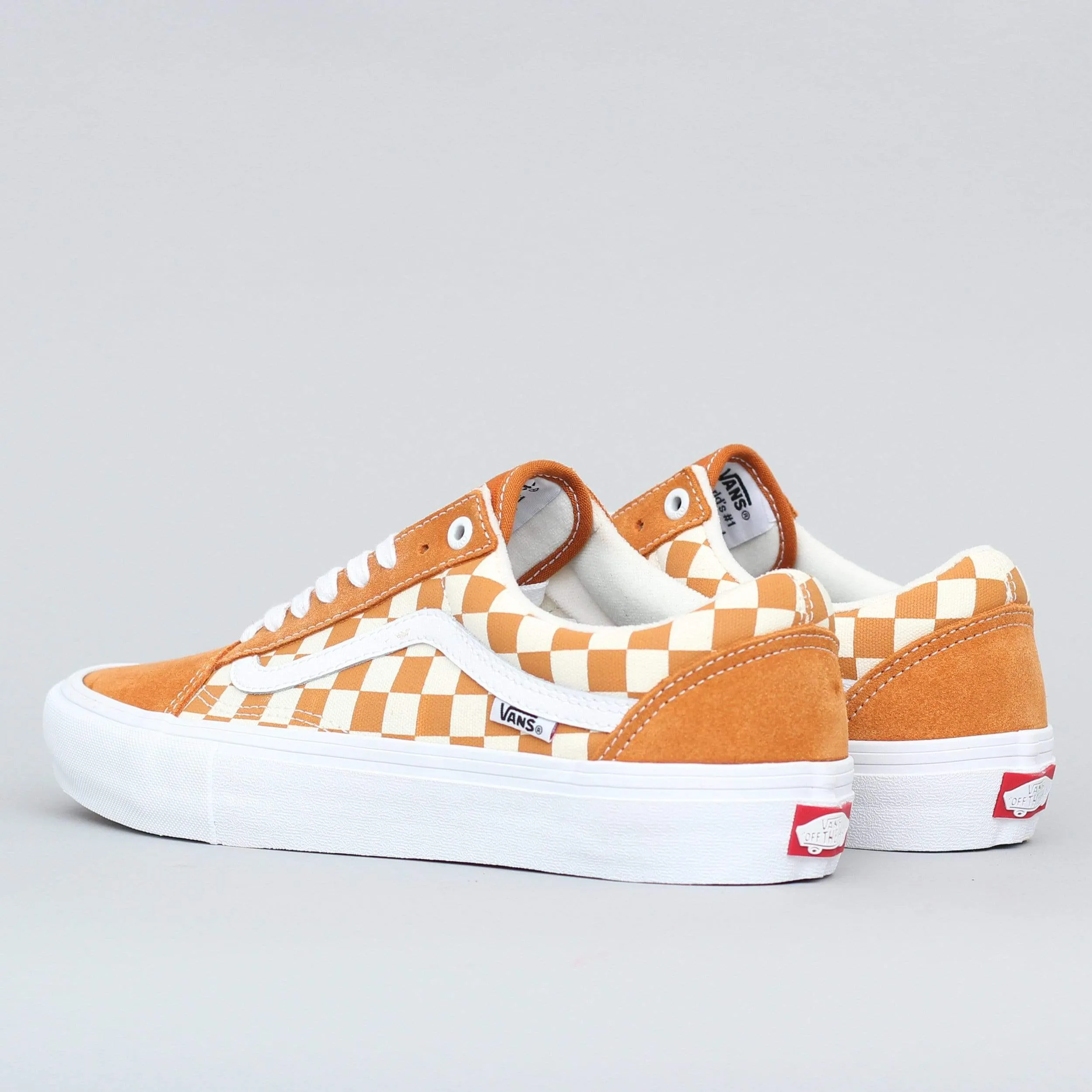 Vans Old Skool Pro Shoes (Checkerboard) Golden Oak