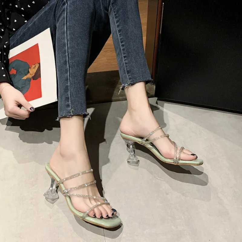 Women Glitter Strap High Heels