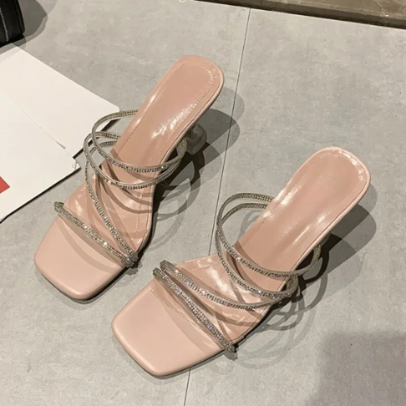 Women Glitter Strap High Heels